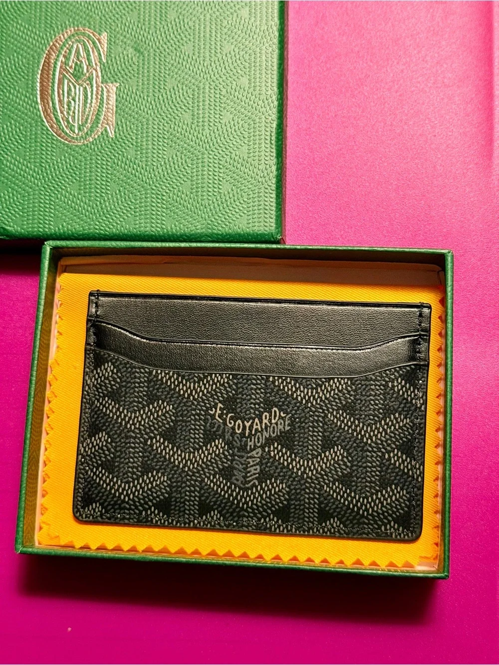 Goyard Black Card Holder with Red Interior